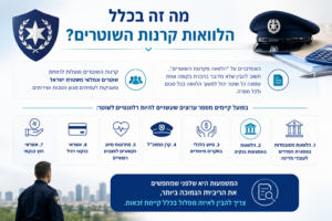 אינפוגרפיקה על הלוואות קרנות השוטרים המציגה מסלולי מימון וסיוע לשוטרים וגמלאי משטרת ישראל ובדיקת זכאות להלוואה.